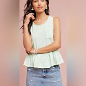NWT Anthropologie green small peplum top summer spring oversized